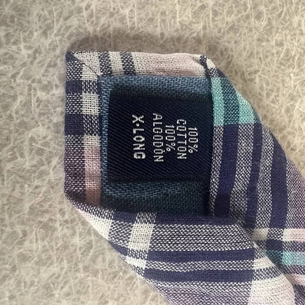 Saddlebred‎ 100% Cotton Neck Tie xlong Pink And Blue Plaid Easter